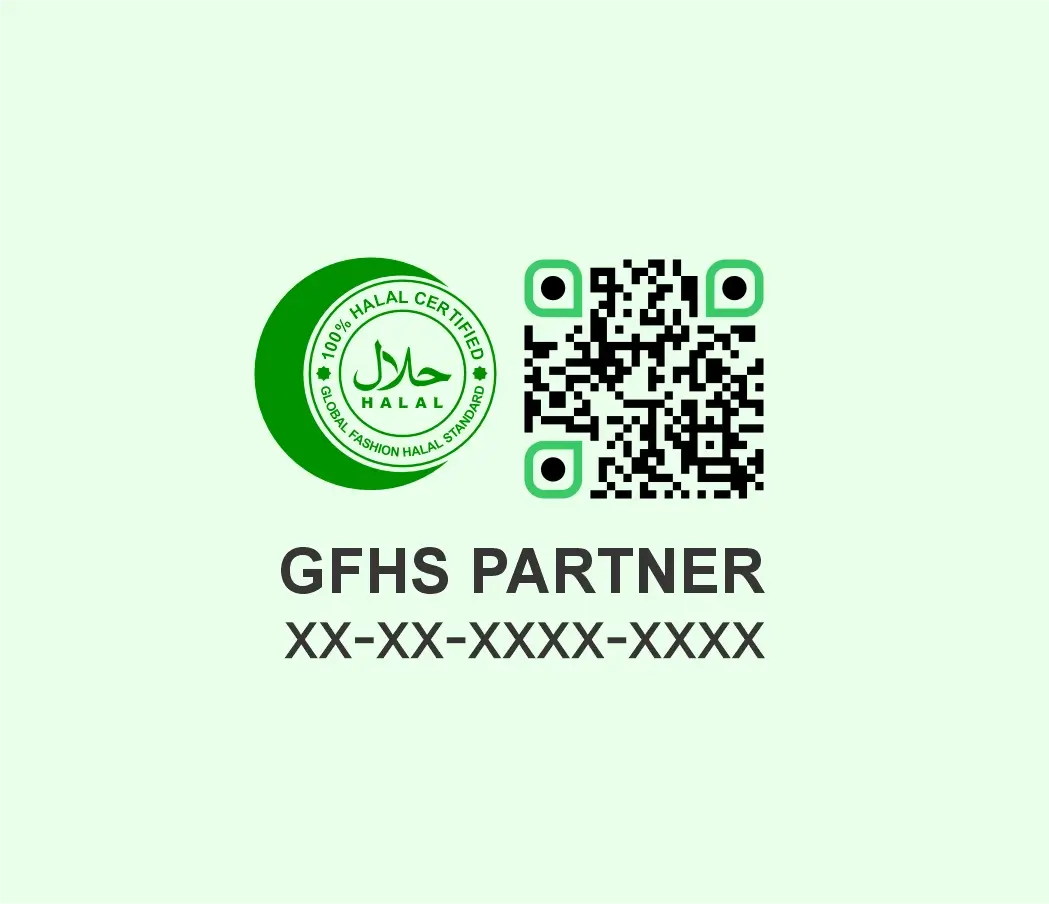 GFHS Partner Halal Certification Label with QR Code - Global Fashion Halal Standard